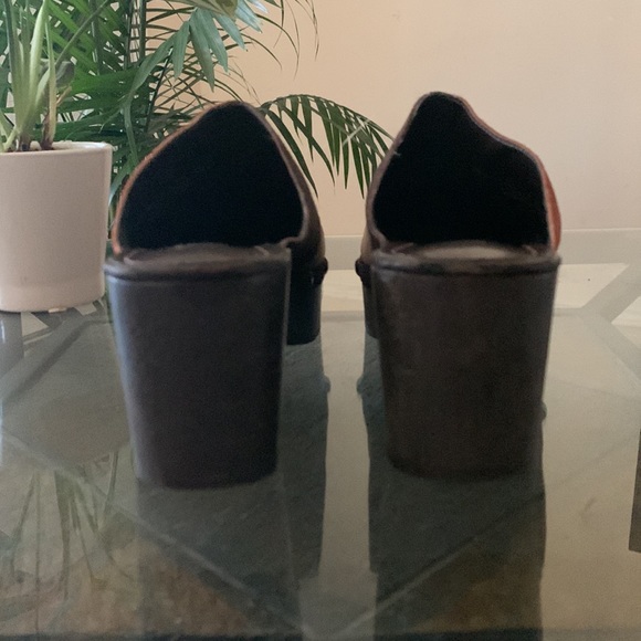 Y2K 90s FRANCO SARTO Chunky Suede Color-Block Studded Clog - Picture 6 of 11